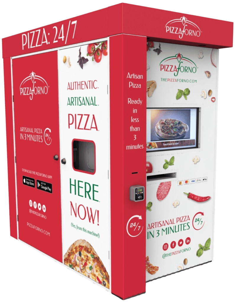 PizzaForno indoor kiosk pizza vending machine